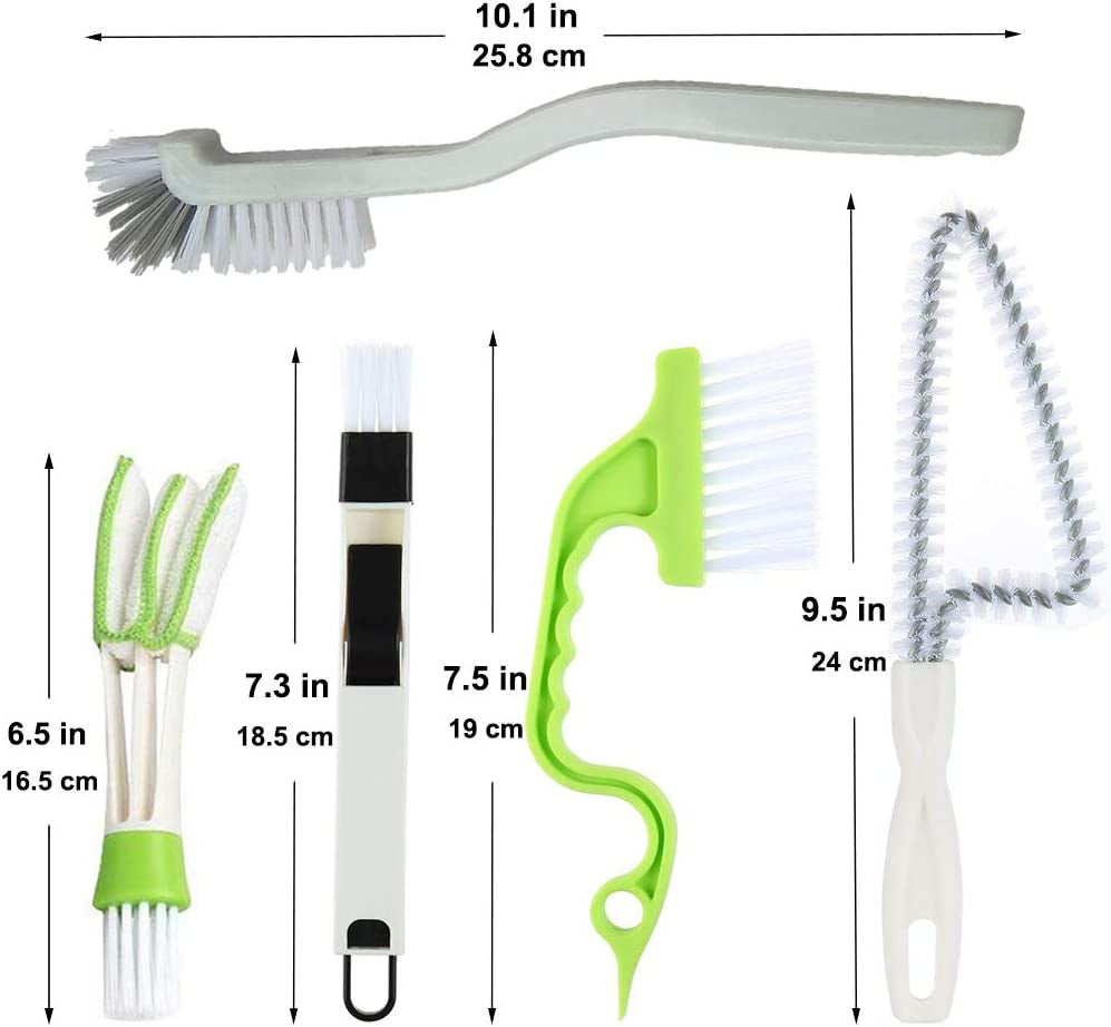 5Pcs Crevice Cleaning Brush Set for Grout, Small Spaces, Windows & Bottles - Tile, Gap & Corner Cleaning Brushes for Bathroom, Kitchen & Home