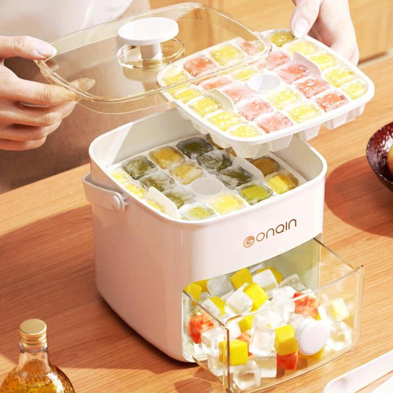 Ice Cube Maker, Double Layer Ice Cube Tray with Lid, Ice Tray for Freezer, Kitchen Gadgets, Household Appliance Parts & Accessories, Kitchen Accessories, Home Essentials Kitchen Essentials