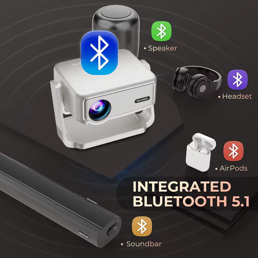 P90 Projector Android Wifi BT5.0 3D Movie Theater 360° Rotatable Smart TV 4K Video 1280X720P Home Cinema Compatible IOS