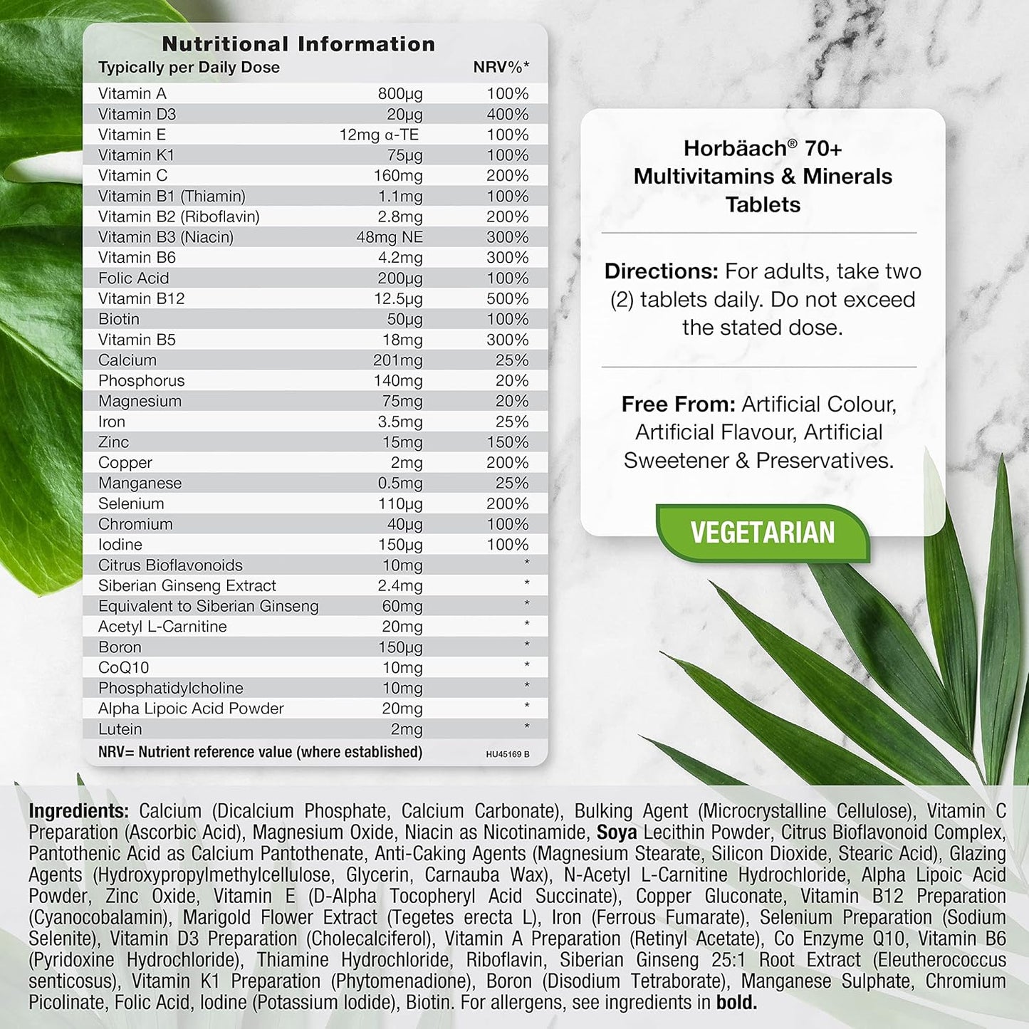 Multivitamin Tablets for Men and Women 70 plus | 90 Count | with 32 Essential Vitamin and Minerals for 70+ | Suitable for Vegetarians | by