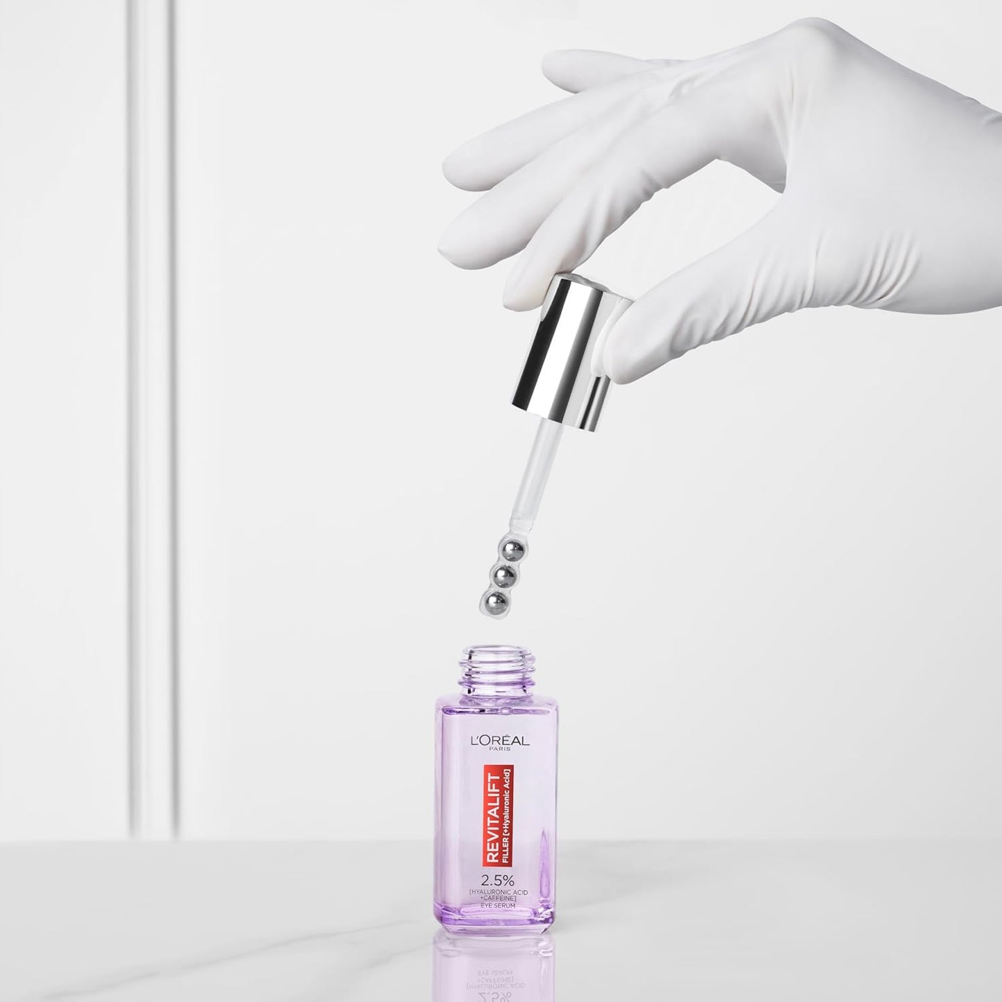 Paris 2.5% Hyaluronic Acid and Caffeine Eye Serum, Revitalift Filler, Replumps, Brightens and De-Puffs Eyes – 20Ml