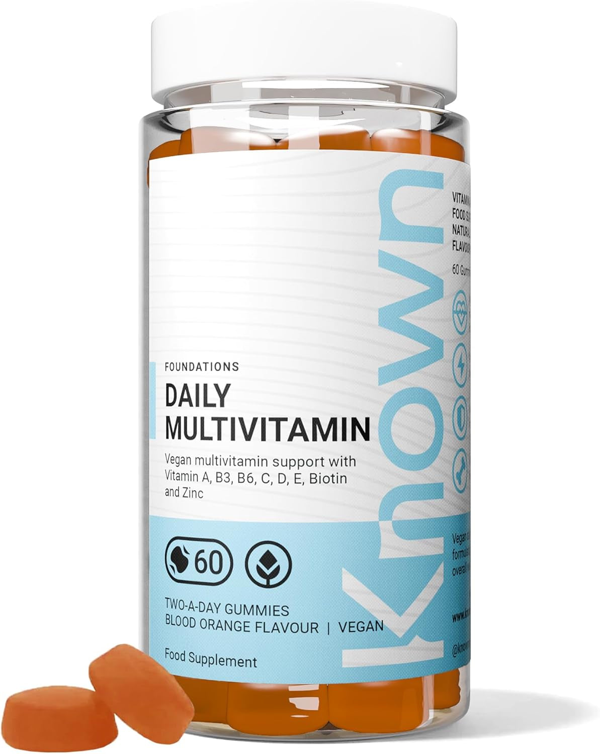 Tasty Daily Multivitamin Gummies - Supports Immune Health & Energy - Natural Blood Orange Flavour - 60 Vegan Gummies, 1 Month Supply