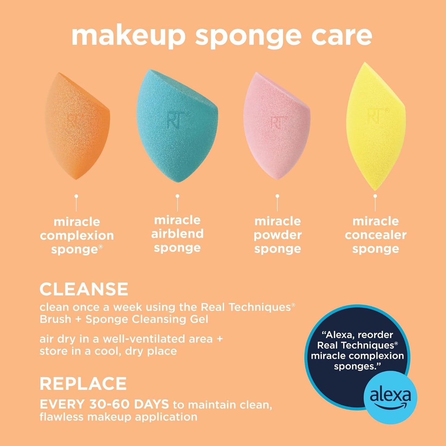 Everyday Essentials + Makeup Sponge Kit, 4 Makeup Brushes and 2 Makeup Blender Sponges,Blush, Bronzer, Eyeshadow, and Powder, Synthetic Bristles, Cruelty-Free, 6 Piece Set