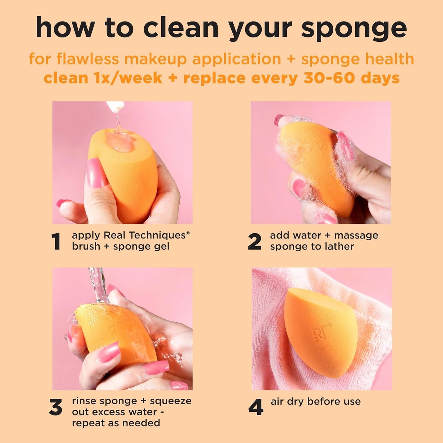 Everyday Essentials + Makeup Sponge Kit, 4 Makeup Brushes and 2 Makeup Blender Sponges,Blush, Bronzer, Eyeshadow, and Powder, Synthetic Bristles, Cruelty-Free, 6 Piece Set