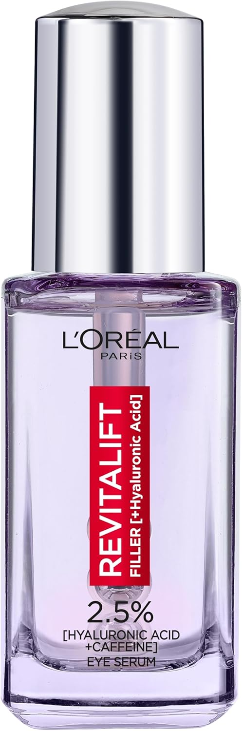 Paris 2.5% Hyaluronic Acid and Caffeine Eye Serum, Revitalift Filler, Replumps, Brightens and De-Puffs Eyes – 20Ml
