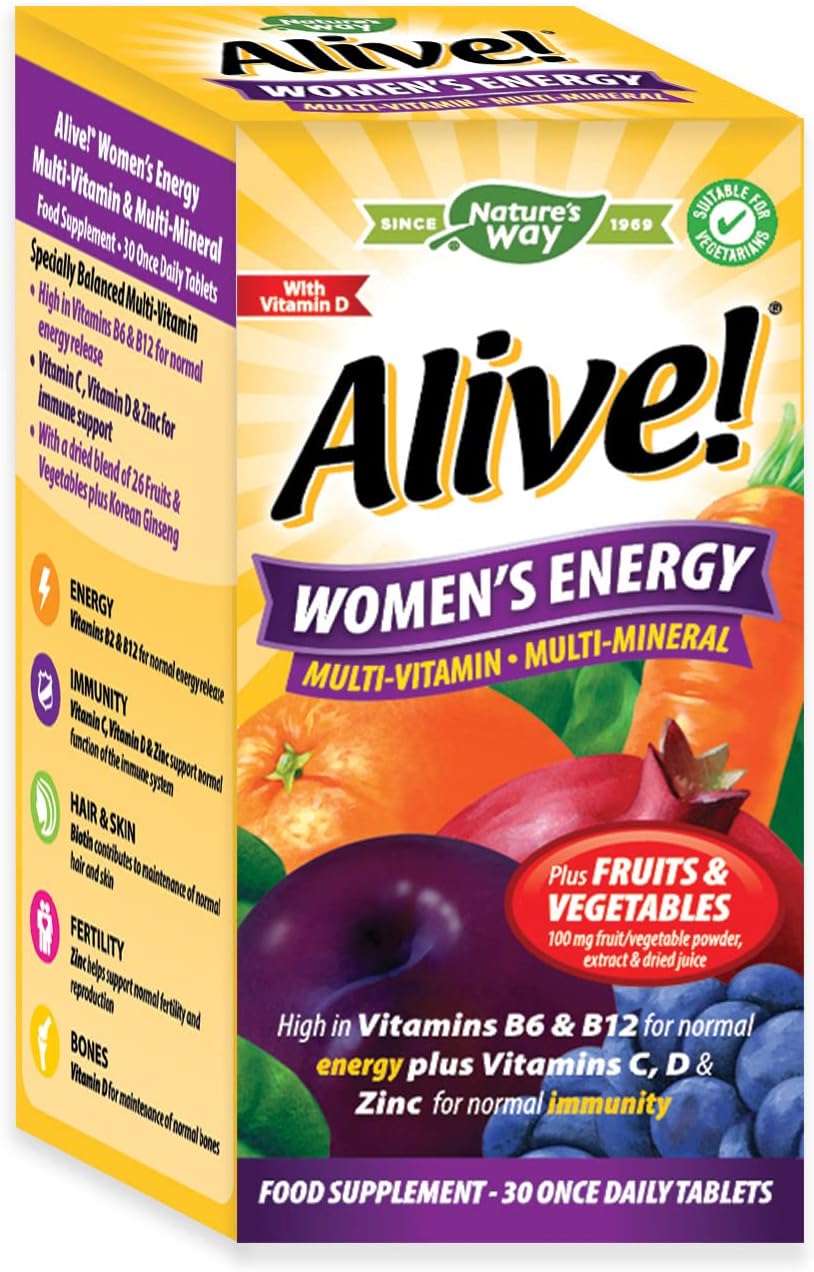 Women'S Energy Multi-Vitamin and Minerals, Specially Balanced for Women, Unique Dried Blend of 26 Fruits & Vegetables, Suitable for Vegetarians - 30 Tablets