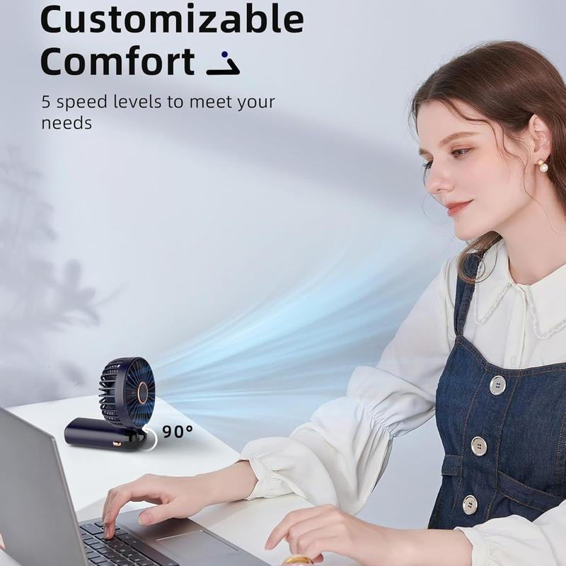 Summer Gift-Koonie Portable Handheld Fan, Battery Operated Fan with Base, 8 Hours, Digital Display, 5 Speeds, 90° Ajustable, Rechargeable Mini Fan for Outdoor Indoor
