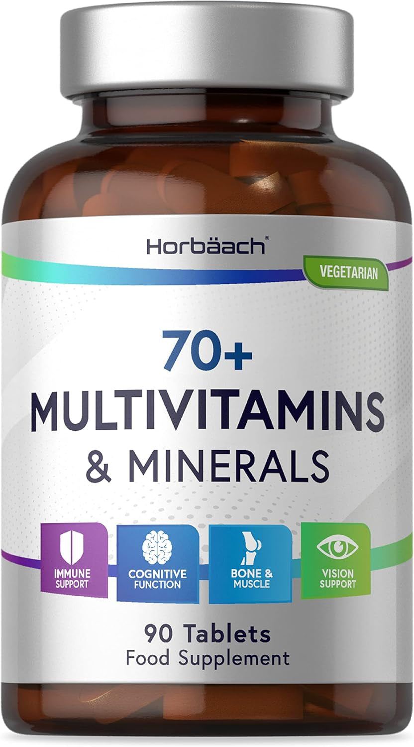 Multivitamin Tablets for Men and Women 70 plus | 90 Count | with 32 Essential Vitamin and Minerals for 70+ | Suitable for Vegetarians | by