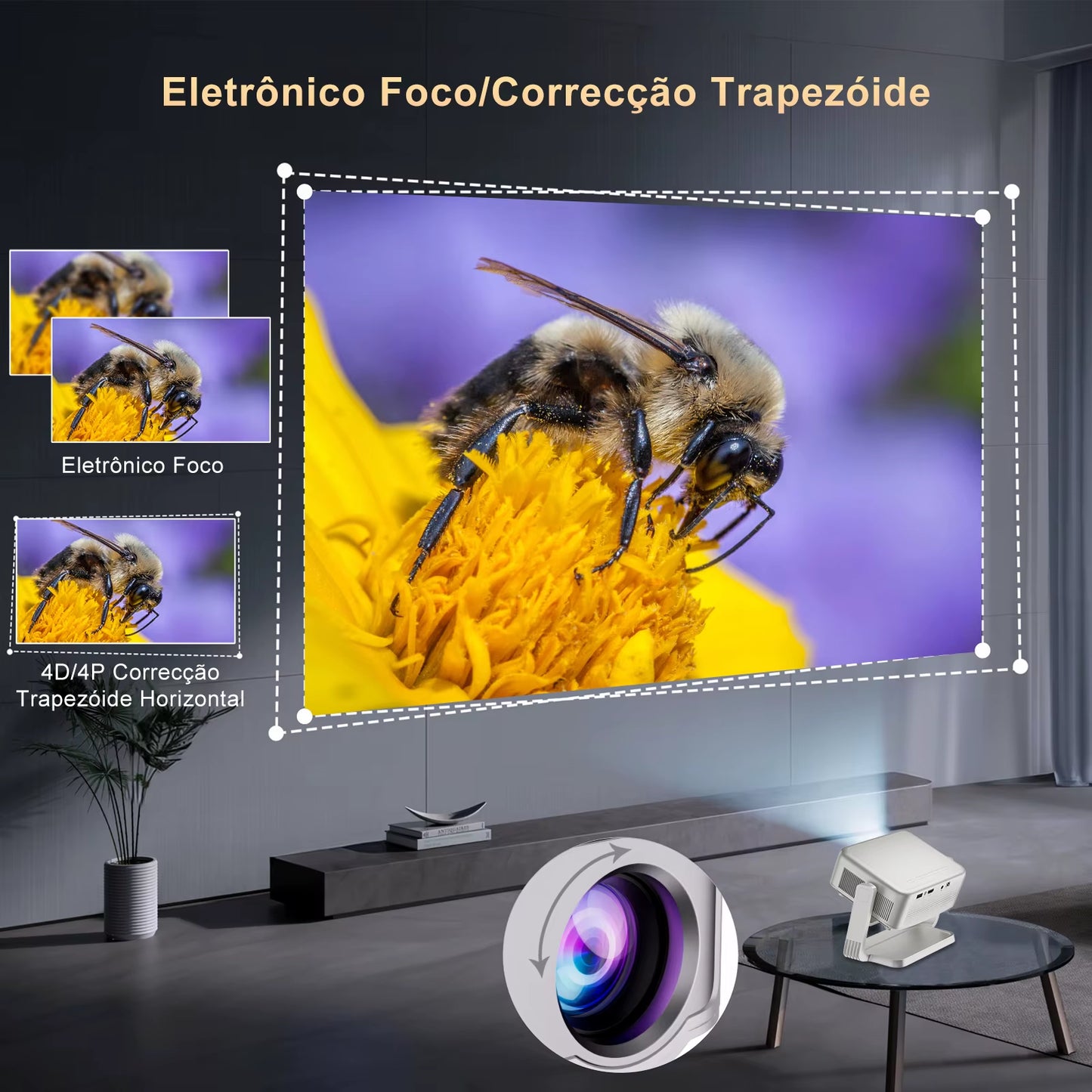 P90 Projector Android Wifi BT5.0 3D Movie Theater 360° Rotatable Smart TV 4K Video 1280X720P Home Cinema Compatible IOS
