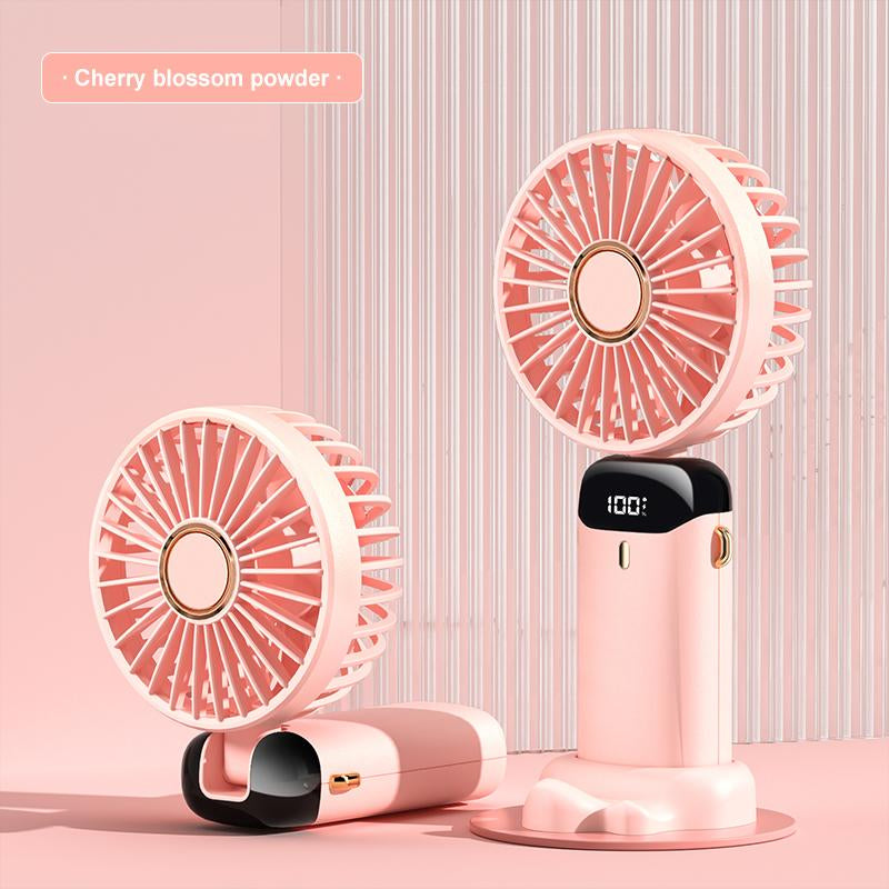 Summer Gift-Koonie Portable Handheld Fan, Battery Operated Fan with Base, 8 Hours, Digital Display, 5 Speeds, 90° Ajustable, Rechargeable Mini Fan for Outdoor Indoor