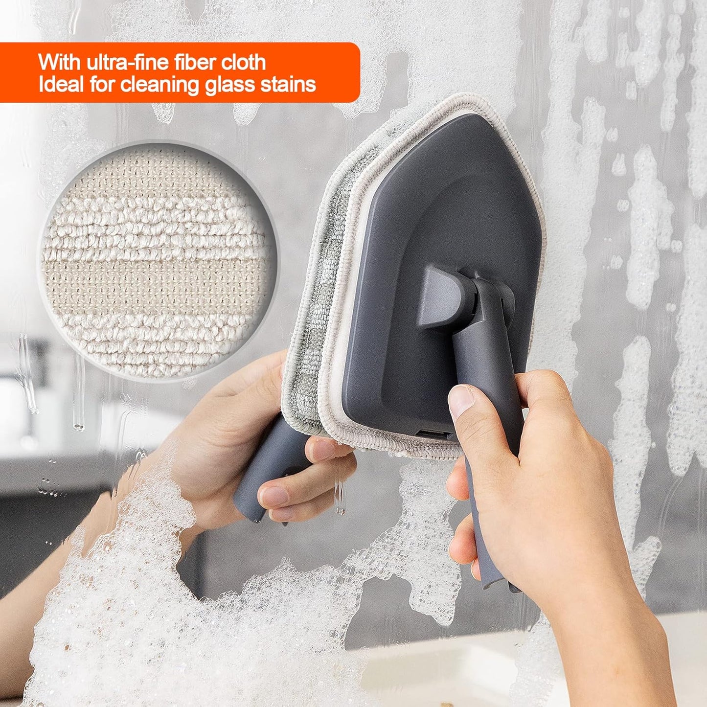 CLEANHOME Shower Scrubber,4-In-1 Scrubbing Brush with Long Handle(132 Cm), 3 Different Fibre Cleaning Pad,Suitable for Cleaning Bathtubs, Floor Tile Gaps, and Glass Mirrors.1
