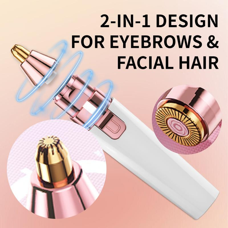 2-In-1 Facial Hair Remover & Eyebrow Trimmer with LED Light – Rechargeable, Flawless Brows & Smooth Skin On-The-Go! Portable & Gentle for Sensitive Skin! #Beauty Tool #Grooming Essentials