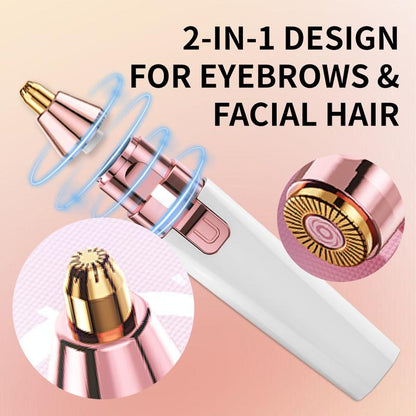 2-In-1 Facial Hair Remover & Eyebrow Trimmer with LED Light – Rechargeable, Flawless Brows & Smooth Skin On-The-Go! Portable & Gentle for Sensitive Skin! #Beauty Tool #Grooming Essentials
