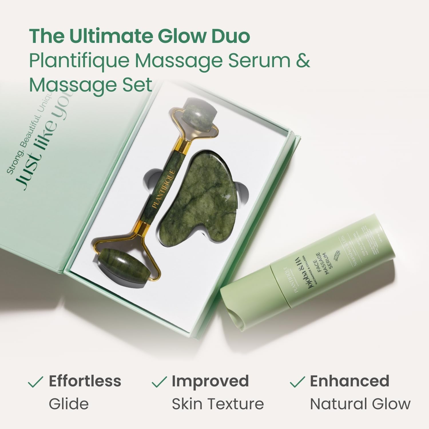 Jade Roller & Gua Sha Set – Face Massager & Natural Stone Beauty Tool for Skincare – Anti-Aging Gift for Women & Men