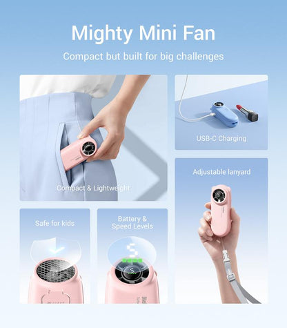Turbobear Mini Handheld Fan- Turbo Power High Speed Air, Ultra-Light Portable Hand Fans, 5 Gear Cooling, Rechargeable Battery Powered, Pocket Cute Small Fan Travel Essentials Gifts Women
