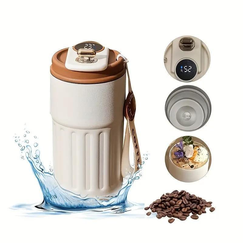 316 Stainless Steel Travel Mug with Temperature Indicator, Perfect for All Seasons, Ideal Gift for Camping, School, Traveling