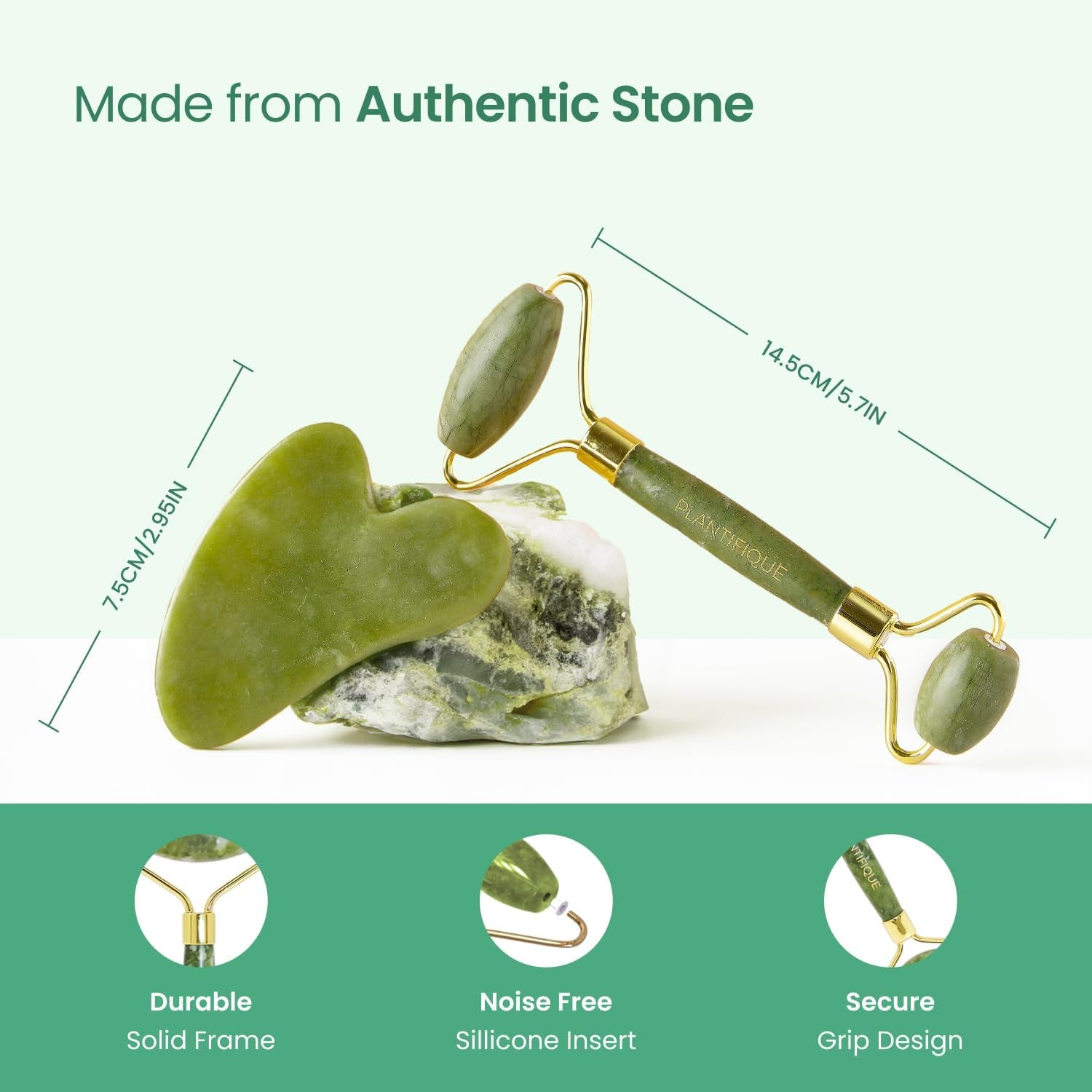 Jade Roller & Gua Sha Set – Face Massager & Natural Stone Beauty Tool for Skincare – Anti-Aging Gift for Women & Men