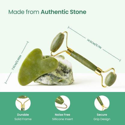 Jade Roller & Gua Sha Set – Face Massager & Natural Stone Beauty Tool for Skincare – Anti-Aging Gift for Women & Men