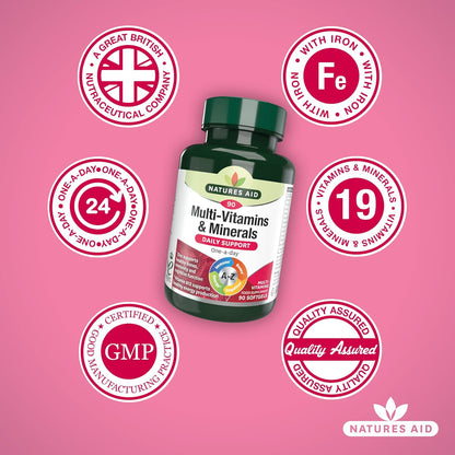 Multivitamins & Minerals with Iron – High Strength One-A-Day Multi-Vitamin Formula – Supports Energy, Immunity & Bone Health – Non-Gmo, Gluten-Free – 90 Easy-Swallow Softgel Capsules