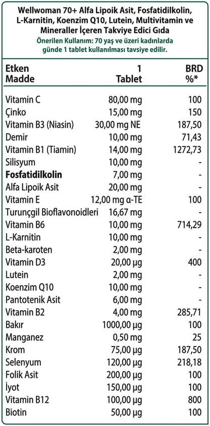 Multivitamin Tablets for Women over 70 Years