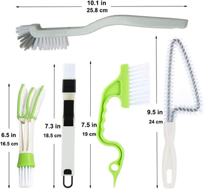 5Pcs Crevice Cleaning Brush Set for Grout, Small Spaces, Windows & Bottles - Tile, Gap & Corner Cleaning Brushes for Bathroom, Kitchen & Home