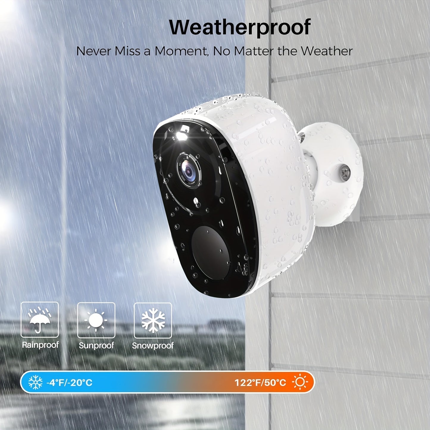 Outdoor Wireless Security Camera, 3MP 1296P Resolution, 5000mAh Battery Powered CCTV Camera for Home Security, Cloud/SD(up to 256G), 3 days of free cloud storage, AI Motion Detection, Spotlight, Color Night Vision, WiFi, Two-