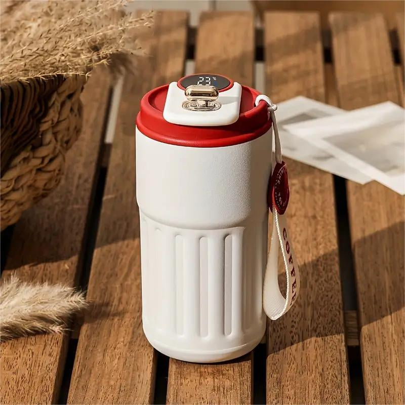 316 Stainless Steel Travel Mug with Temperature Indicator, Perfect for All Seasons, Ideal Gift for Camping, School, Traveling