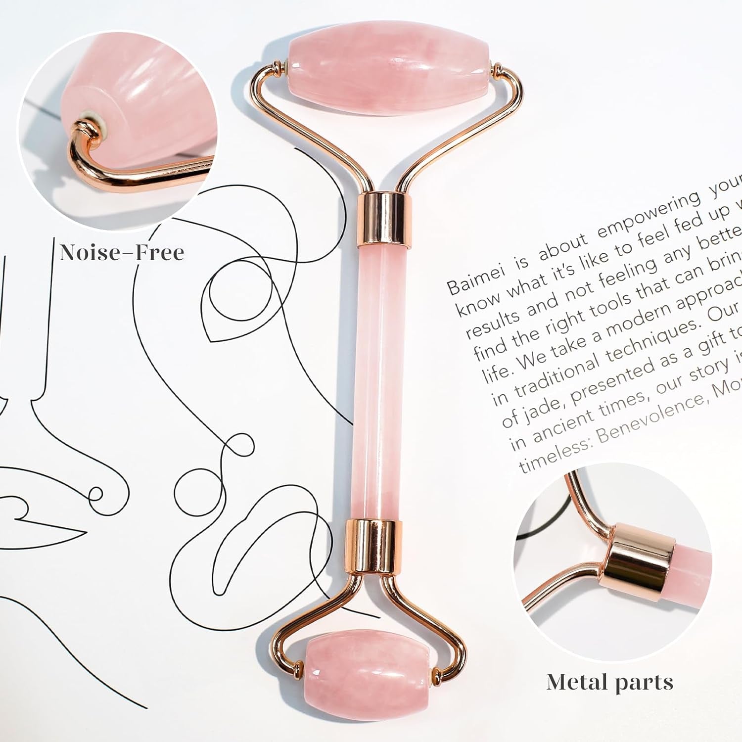 Gua Sha & Jade Roller,Guasha Tool Face, Self Care Gift for Women and Men, Massager for Face, Eyes, Neck Care, Skin Care Gifts - Rose Quartz