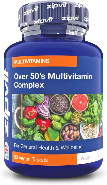 Multivitamin Advanced 50 plus Active Formula for Women & Men - 90 Vegan Tablets. Supports Bone Health and Your Immune System. UK Supplier. 3 Months Supply