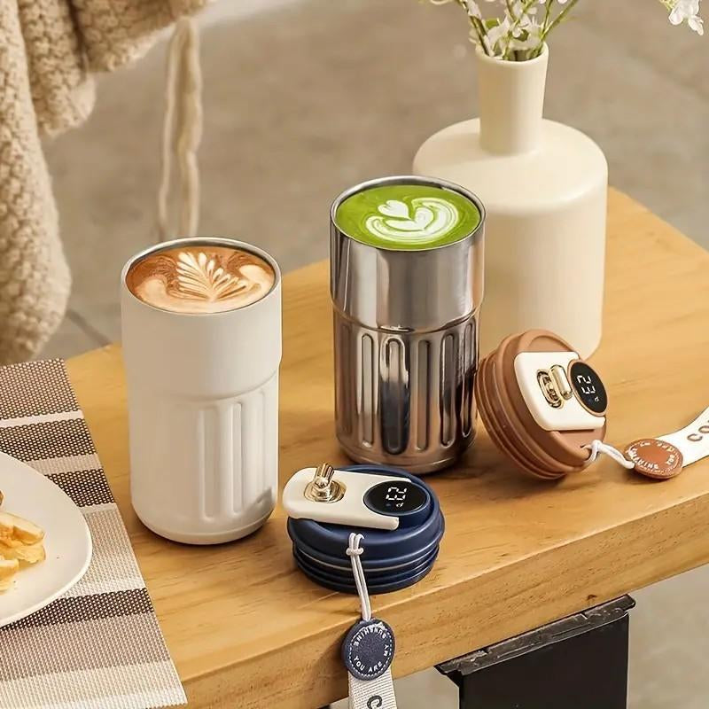 316 Stainless Steel Travel Mug with Temperature Indicator, Perfect for All Seasons, Ideal Gift for Camping, School, Traveling
