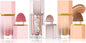 3 Pack Liquid Contour & Highlighter & Blush Makeup Set Long Lasting Natural Weightless Buildable Contouring Bronzer Liquid Blush Stick Beauty Wand Liquid Highlighter Makeup (Set A)