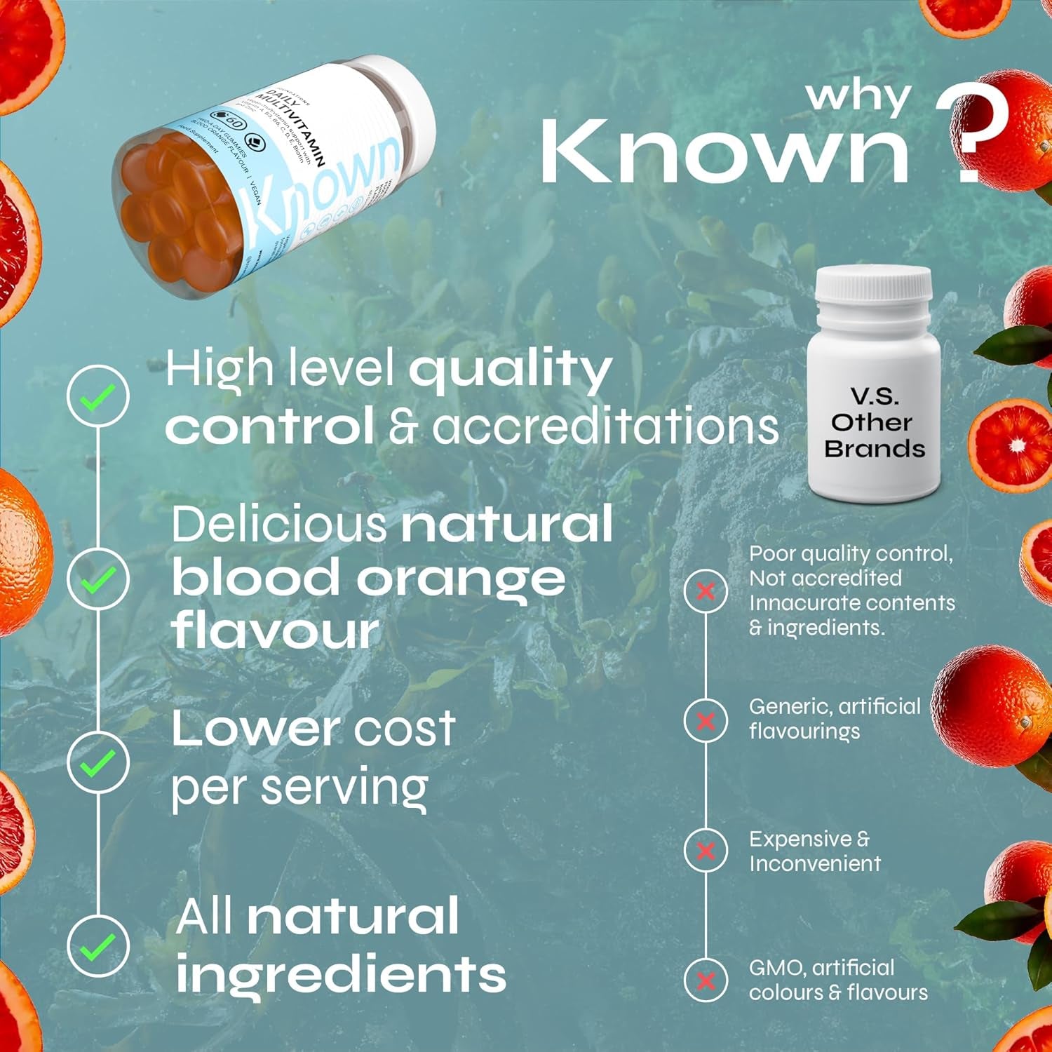 Tasty Daily Multivitamin Gummies - Supports Immune Health & Energy - Natural Blood Orange Flavour - 60 Vegan Gummies, 1 Month Supply