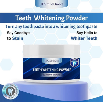 Teeth Whitening Powder - 1 Year Supply | Dentist Approved | Enamel-Safe & Sensitivity-Free | Cool Gel Mint Flavour | Removes Years of Stains