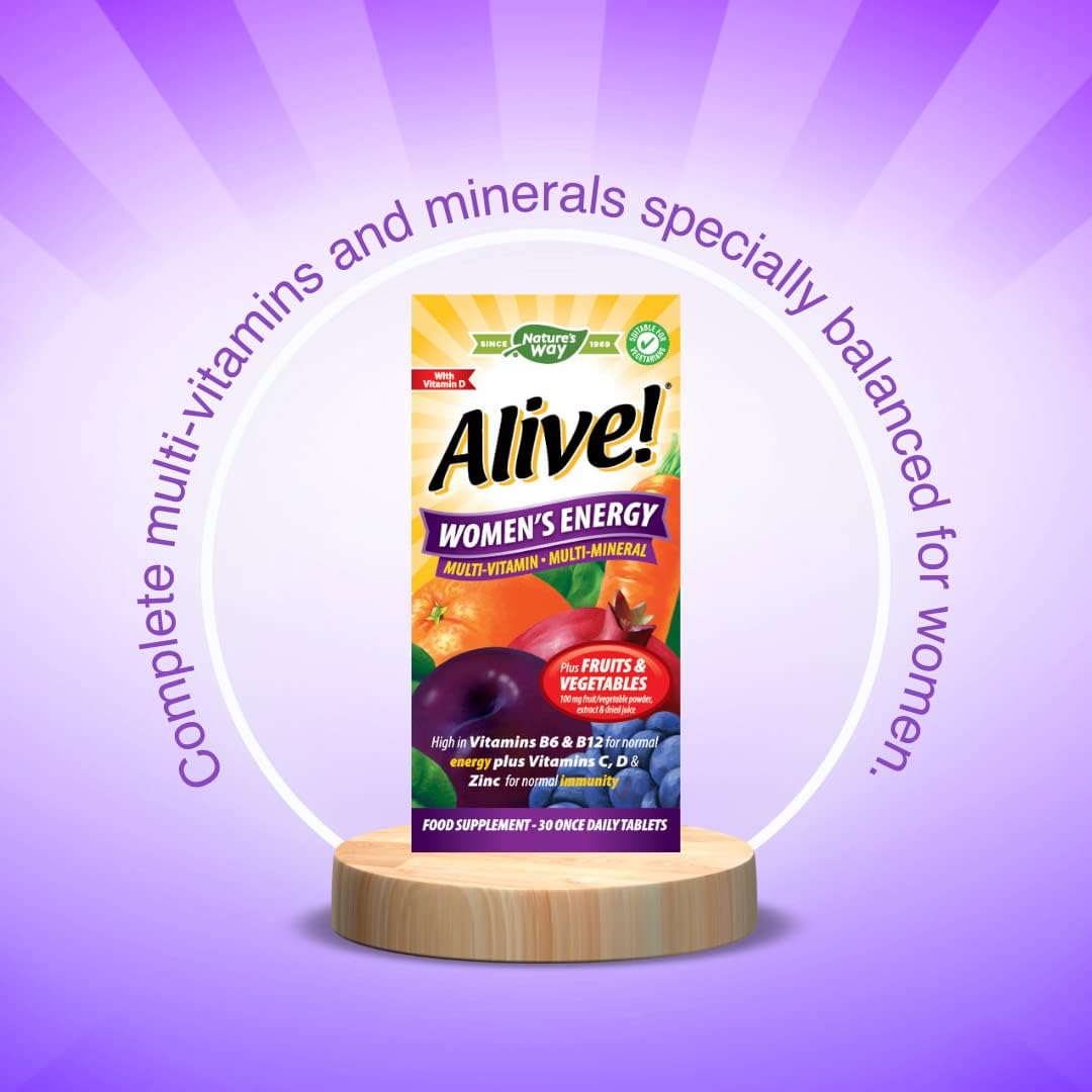 Women'S Energy Multi-Vitamin and Minerals, Specially Balanced for Women, Unique Dried Blend of 26 Fruits & Vegetables, Suitable for Vegetarians - 30 Tablets