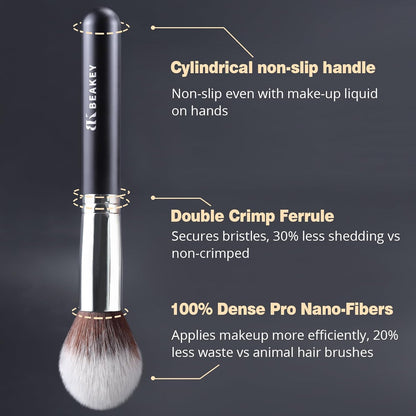 Diversity Make up Brushes 12Pcs Makeup Kit, Premium Synthetic Kabuki Foundation Face Powder Concealers Eyeshadow Blush Brushes Make up Brushes Set, with 2Pcs Blender Sponges (Black/Silver)