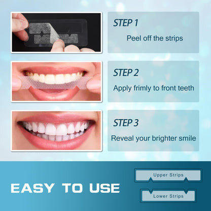 Teeth Whitening Strip - Whitening Strips for Sensitive People, Fast Remove Smoking, Coffee, Wine Stains, Teeth Brightening Kit Pack of 28 Non-Slip Strips