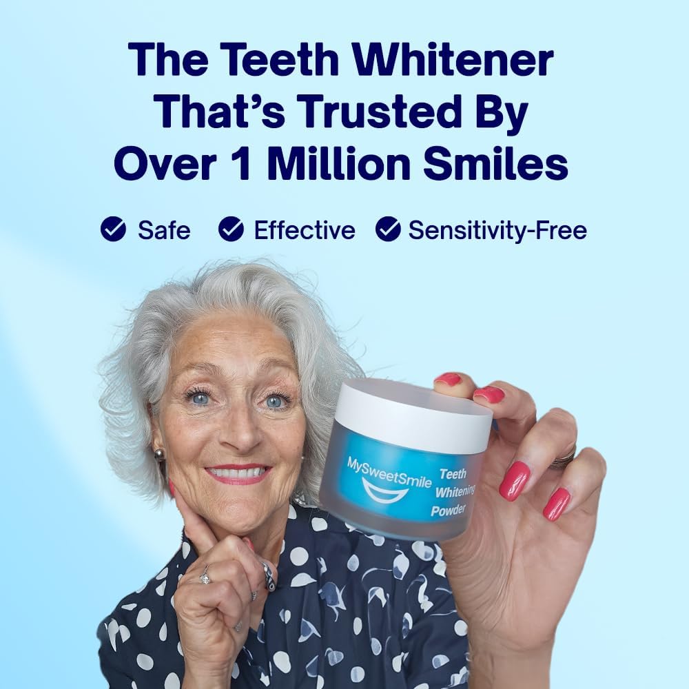 Dentist-Approved Teeth Whitening Powder - Indybest Award-Winner - Enamel-Safe & Sensitivity-Free - Cool Mint Flavour - Removes Years of Stains - 6 Month Teeth Whitener Supply