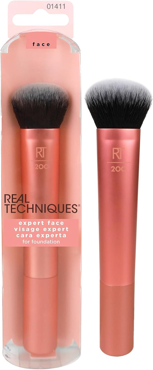 Expert Face Makeup Brush, for Liquid and Cream Foundation, Blush, and Bronzer, Buildable Coverage for Base Makeup, Dense, Synthetic Bristles, Vegan and Cruelty-Free, 1 Count