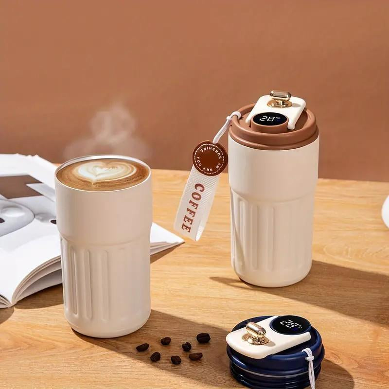 316 Stainless Steel Travel Mug with Temperature Indicator, Perfect for All Seasons, Ideal Gift for Camping, School, Traveling