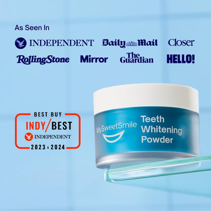 Dentist-Approved Teeth Whitening Powder - Indybest Award-Winner - Enamel-Safe & Sensitivity-Free - Cool Mint Flavour - Removes Years of Stains - 6 Month Teeth Whitener Supply