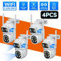 1/2/4pcs Dual Lens Wireless Security Camera - PTZ Outdoor Home Surveillance, 2.4G/5G WiFi, Color Night Vision, Auto Tracking, 360° View, Human Detection, 2-Way Talk,, Smart Phone App Control, Outdoor Security Camera | Dual L