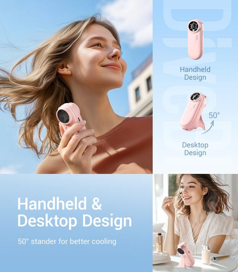 Turbobear Mini Handheld Fan- Turbo Power High Speed Air, Ultra-Light Portable Hand Fans, 5 Gear Cooling, Rechargeable Battery Powered, Pocket Cute Small Fan Travel Essentials Gifts Women