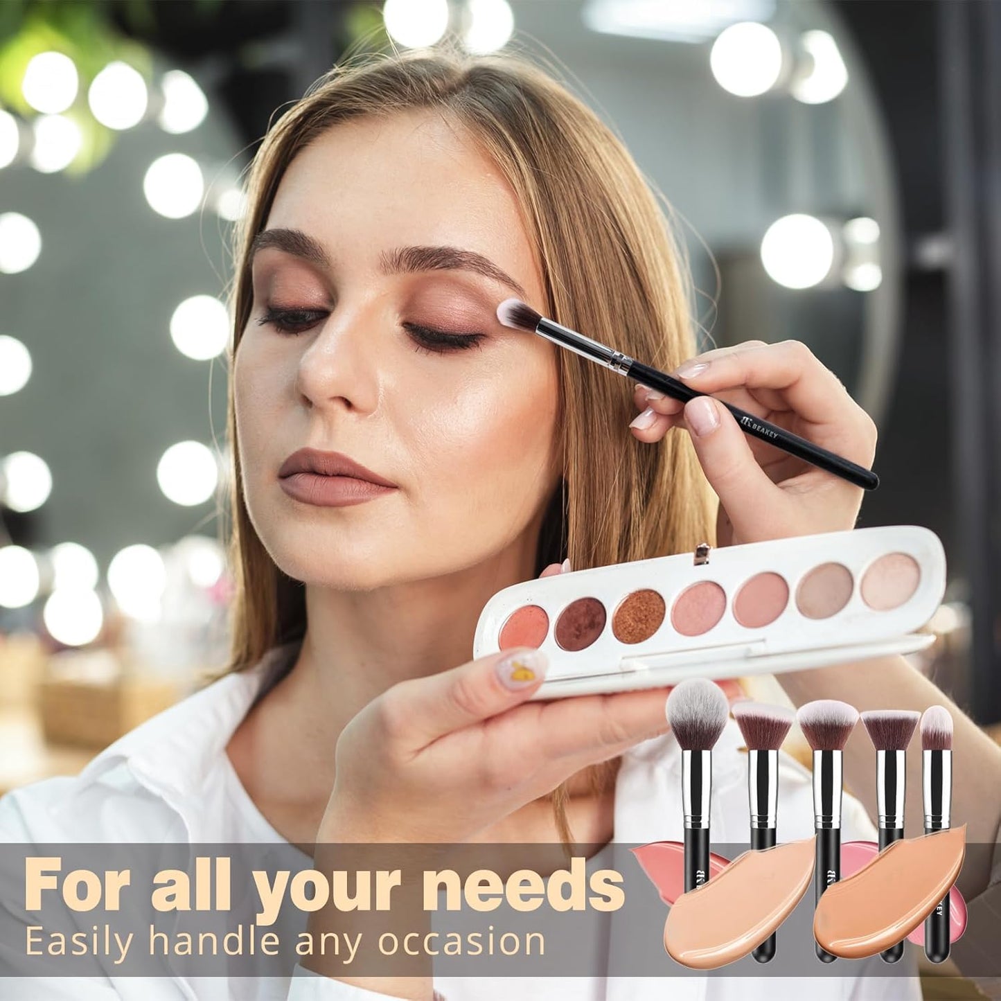 Diversity Make up Brushes 12Pcs Makeup Kit, Premium Synthetic Kabuki Foundation Face Powder Concealers Eyeshadow Blush Brushes Make up Brushes Set, with 2Pcs Blender Sponges (Black/Silver)