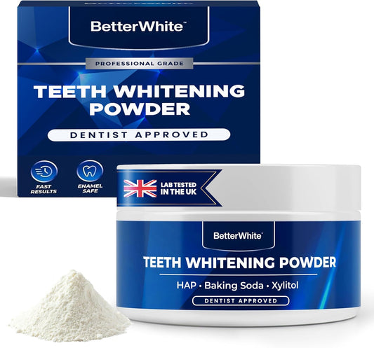 Teeth Whitening Powder - Dentist-Approved & Enamel-Safe | 6 Month Supply | Tea, Coffee, Wine & Smoking Stain Remover | Non-Sensitive Formula | Peroxide-Free | HAP, Baking Soda & Xylitol