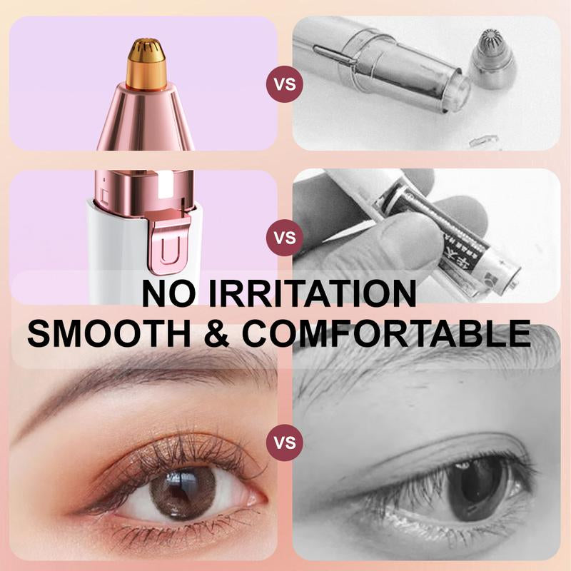 2-In-1 Facial Hair Remover & Eyebrow Trimmer with LED Light – Rechargeable, Flawless Brows & Smooth Skin On-The-Go! Portable & Gentle for Sensitive Skin! #Beauty Tool #Grooming Essentials