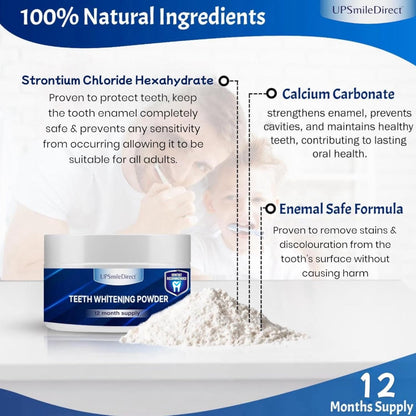 Teeth Whitening Powder - 1 Year Supply | Dentist Approved | Enamel-Safe & Sensitivity-Free | Cool Gel Mint Flavour | Removes Years of Stains