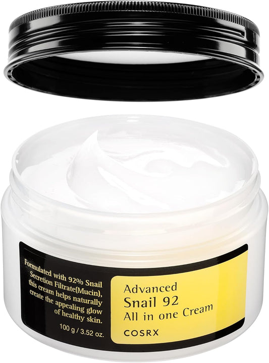 Advanced Snail 92 All in One Cream Korean Snail Mucin Face Cream & Gel Moisturiser for Dry Sensitive and anti Aging Skin, Daily Soothing and Moisturising Cream, Korean Skincare 100G