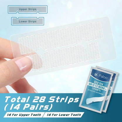 Teeth Whitening Strip - Whitening Strips for Sensitive People, Fast Remove Smoking, Coffee, Wine Stains, Teeth Brightening Kit Pack of 28 Non-Slip Strips
