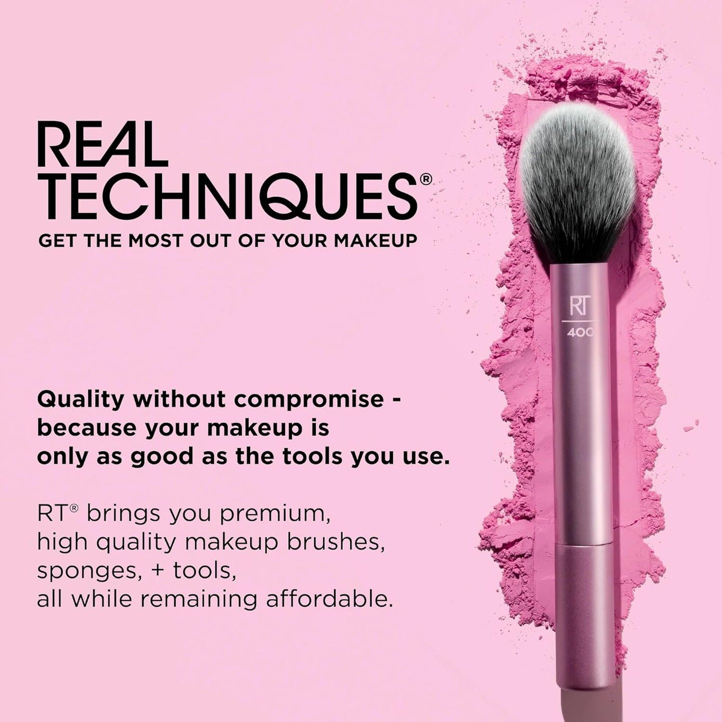 Everyday Essentials + Makeup Sponge Kit, 4 Makeup Brushes and 2 Makeup Blender Sponges,Blush, Bronzer, Eyeshadow, and Powder, Synthetic Bristles, Cruelty-Free, 6 Piece Set