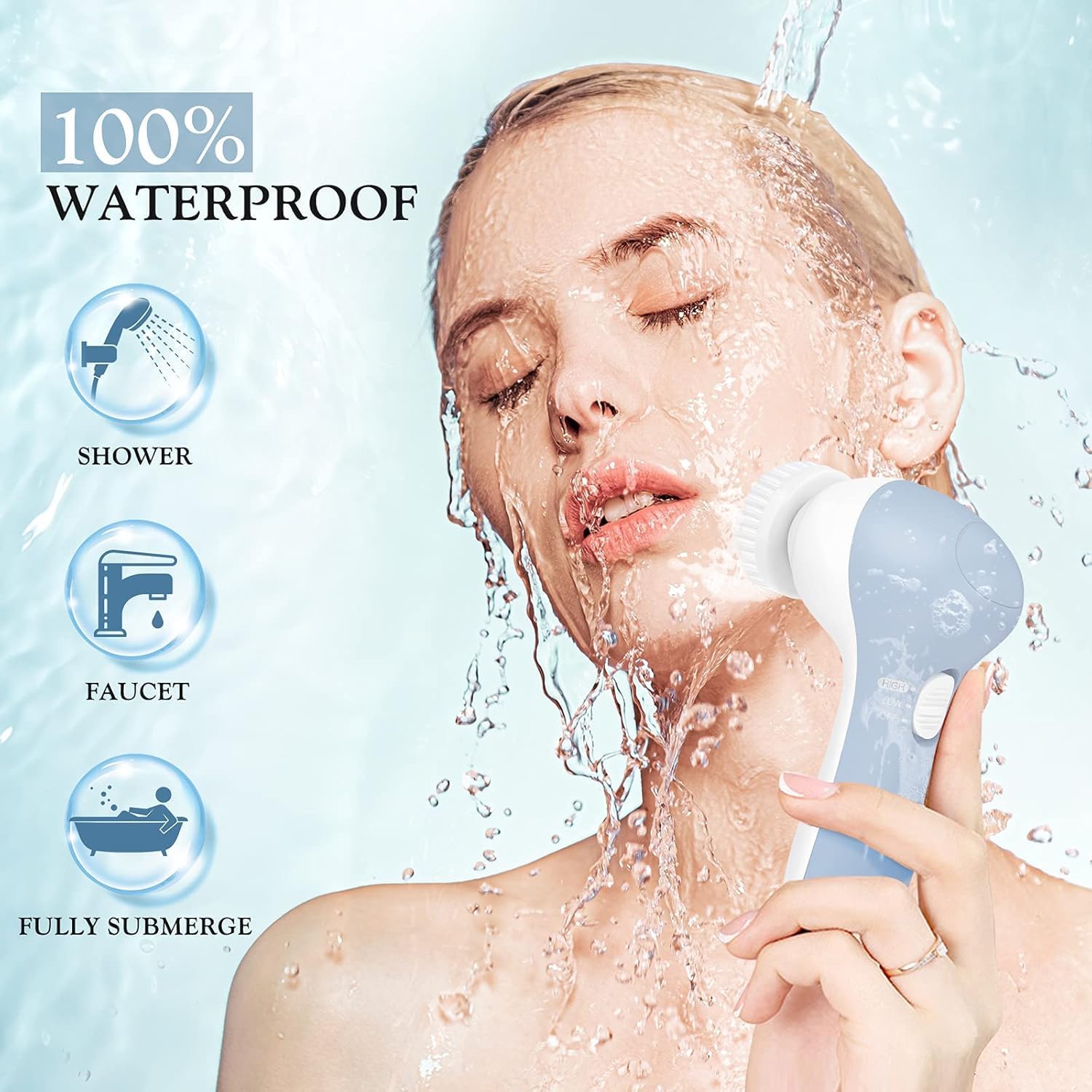 Facial Rotating Brush Face Cleansing: 7 in 1 Electric Exfoliator Rotating Cleanser Waterproof Gentle Exfoliating, Deep Face Scrubbing Skin Care Suitable for Most People Set
